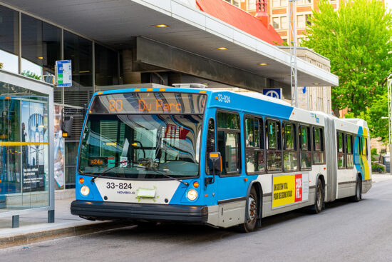 transit bus at a stop