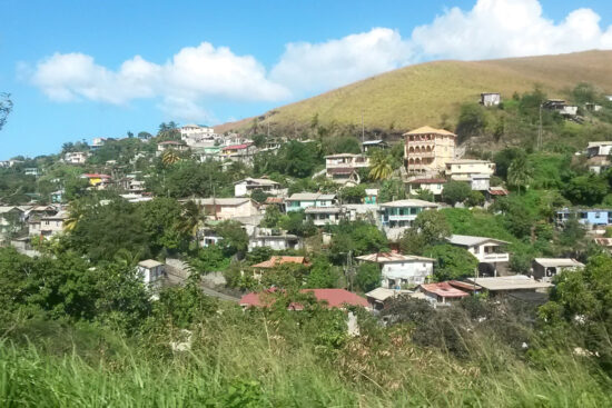 Homes scattered on the hills of Dominica